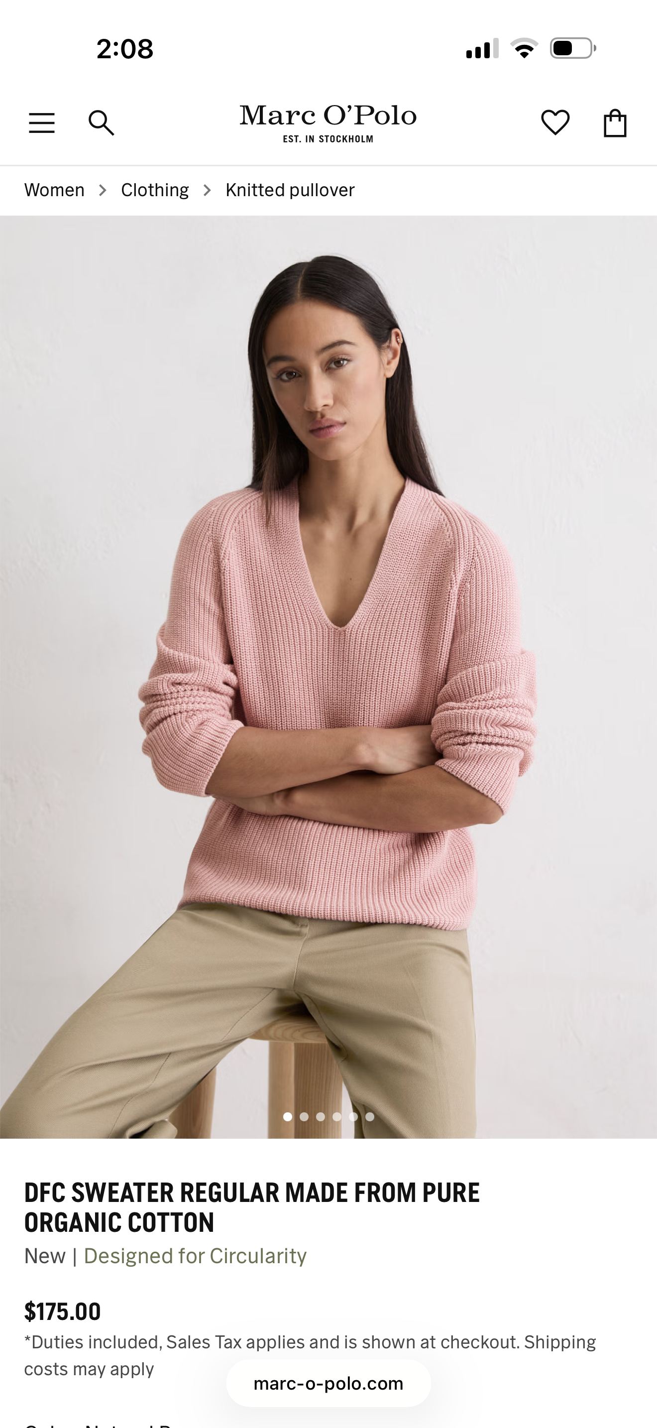 Marc O’Polo Kelly Green Organic V-neck sweater size M RETAILS $175