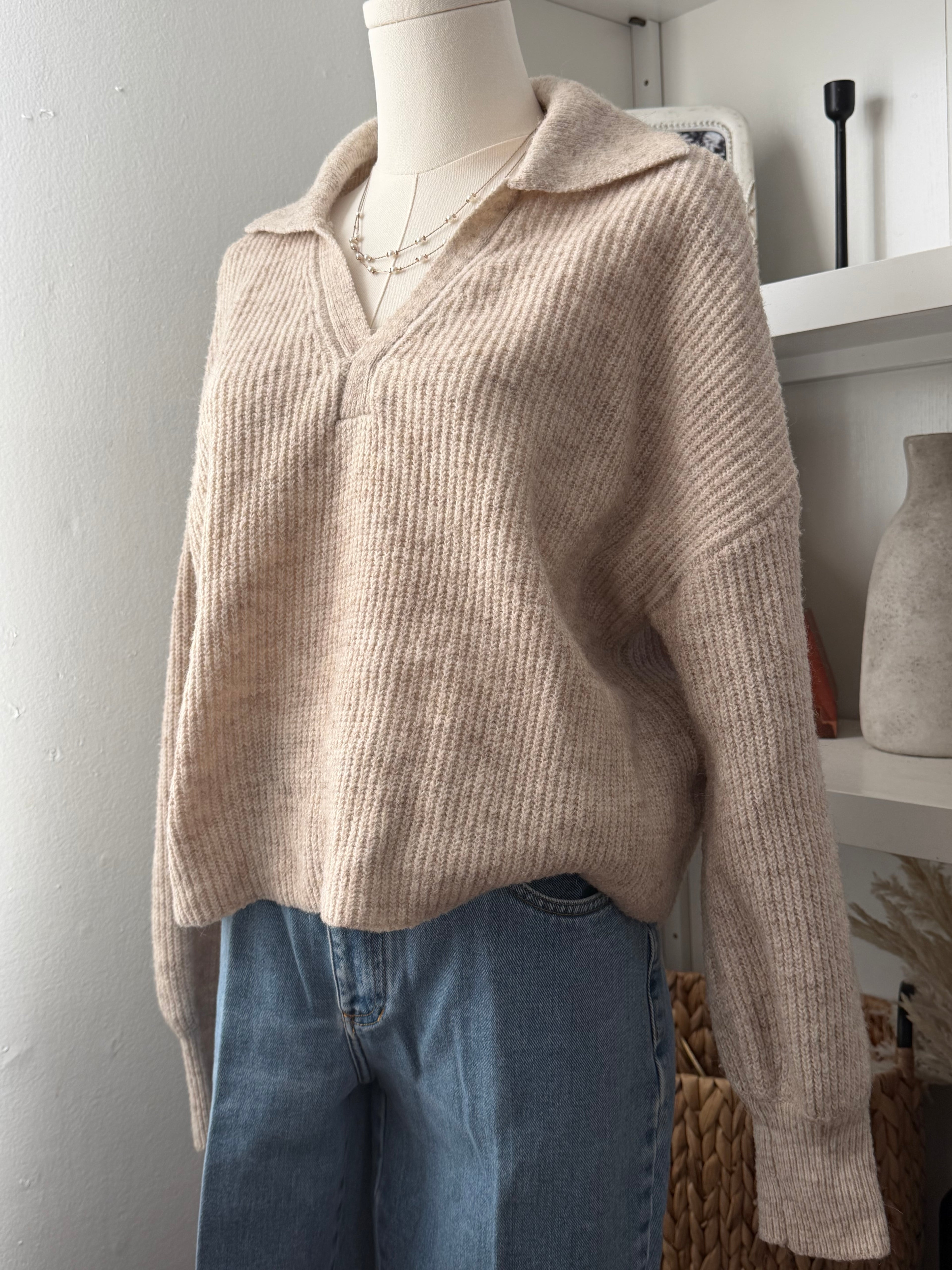 Sincerely Jules collared knit sweater top size M