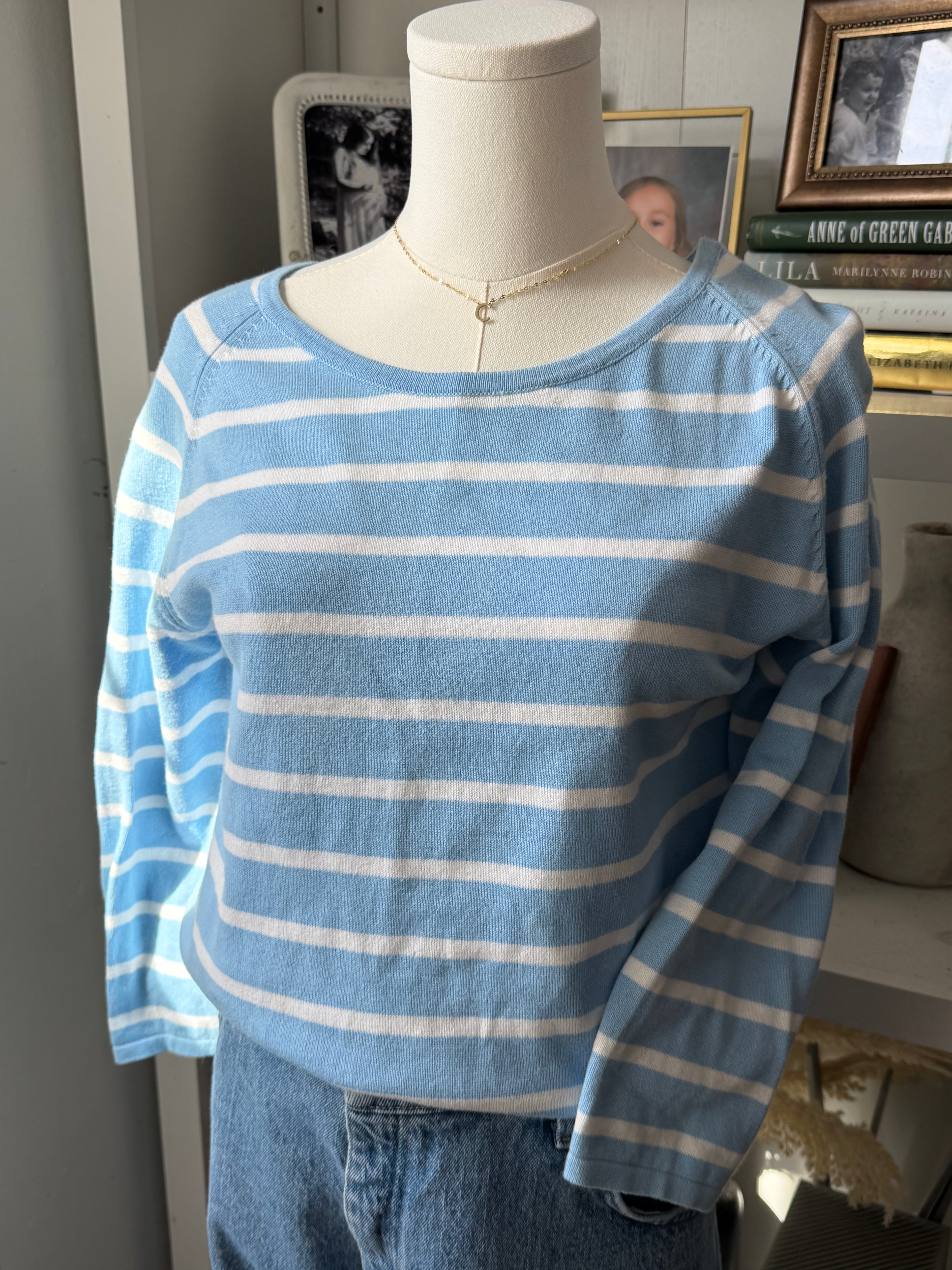 Jeanne Pierre 100% Cotton Striped 3/4 Sleeve Size M