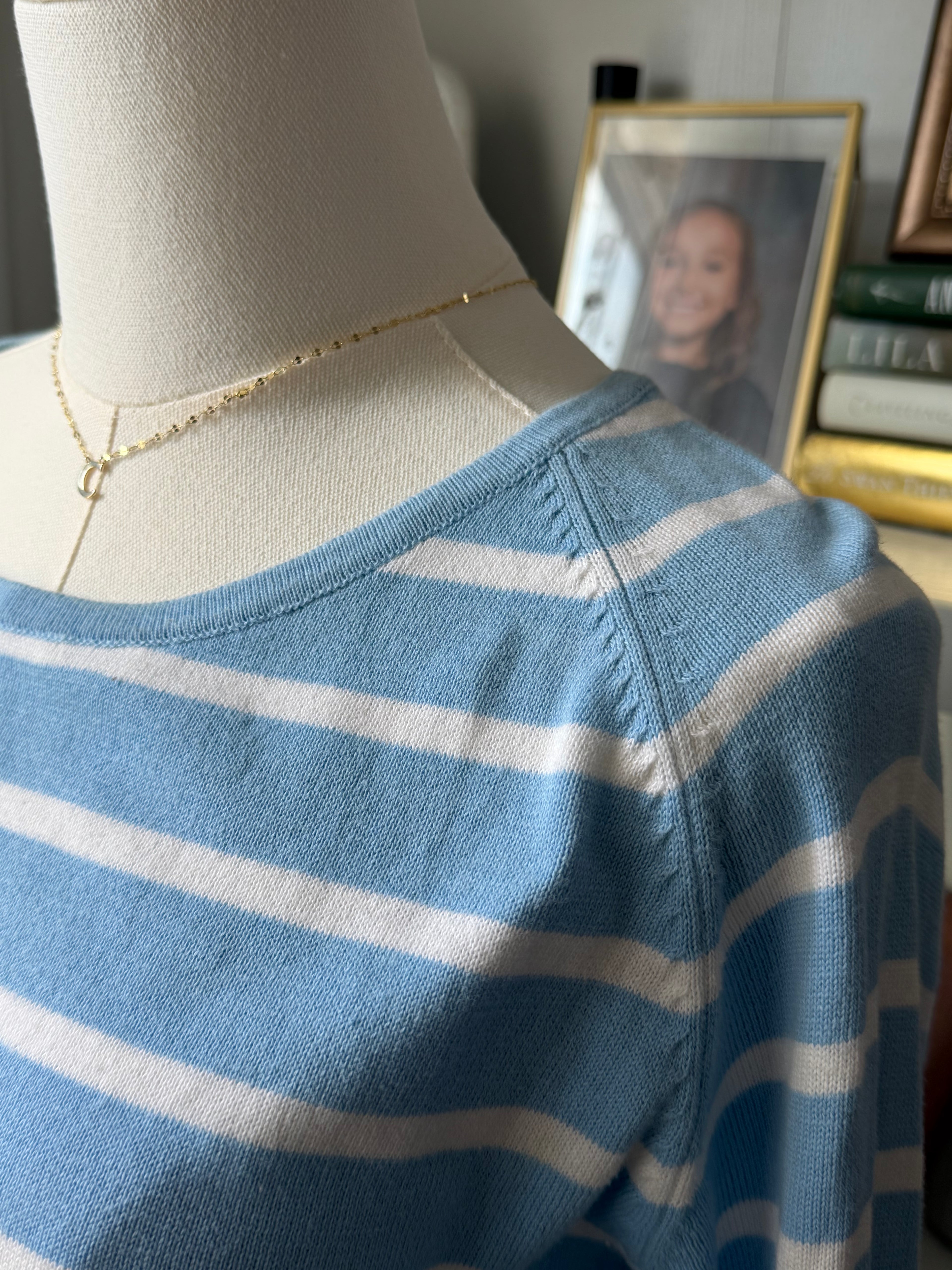 Jeanne Pierre 100% Cotton Striped 3/4 Sleeve Size M