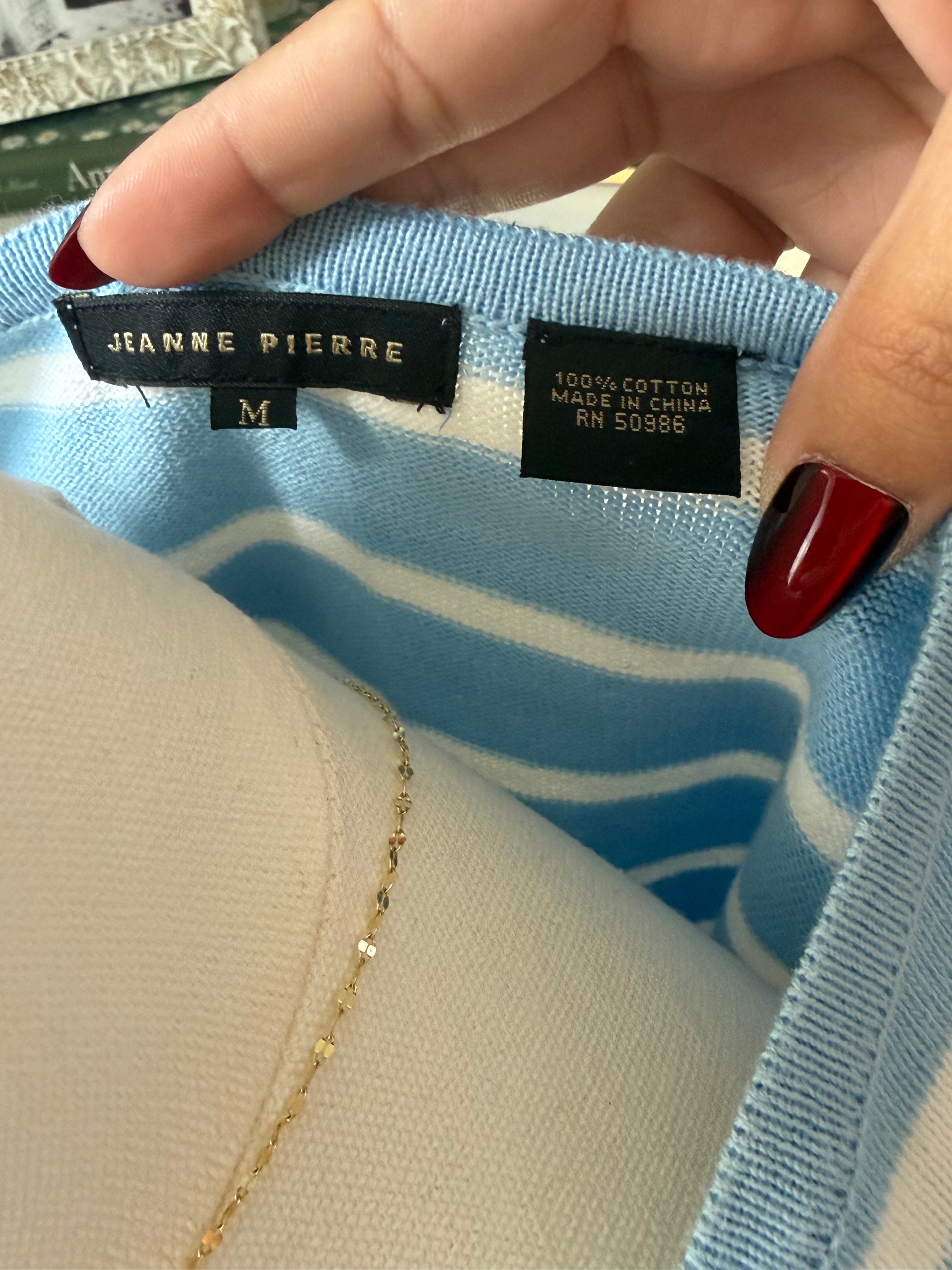 Jeanne Pierre 100% Cotton Striped 3/4 Sleeve Size M