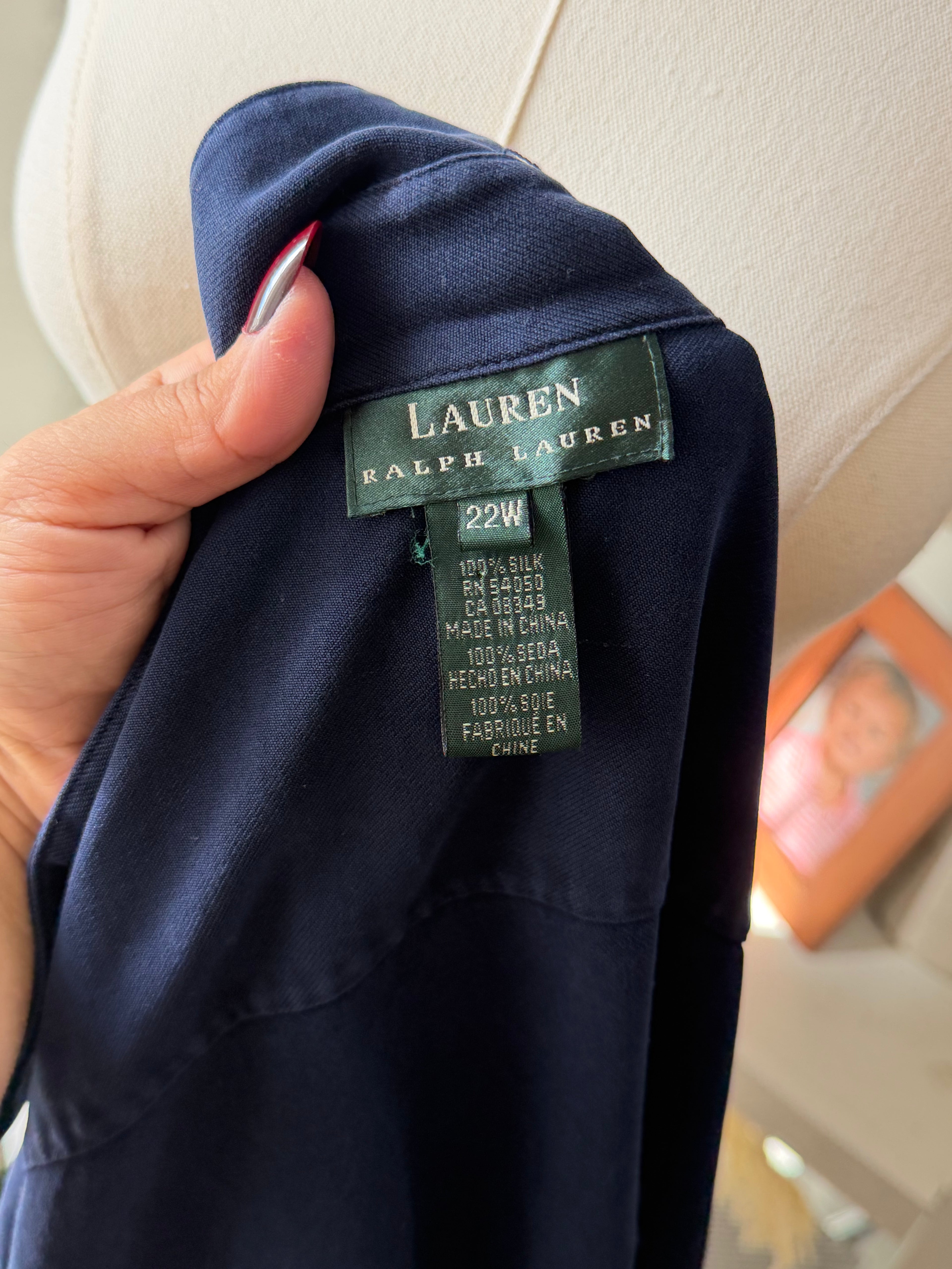 Lauren Ralph Lauren 100% Silk Button Front Long Sleeve Size 22W/XXL RETAILS FOR $150